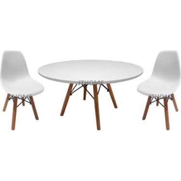 Imagem de Mesa Redonda 70cm Eiffel branca 2 cadeira Infantil  - JTHOME