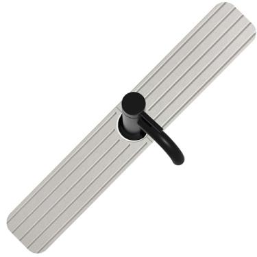 Imagem de ZumenDa Tapete de torneira de pia de cozinha de 59,9 cm x 10,16 cm, torneira de pedra absorvente de água para balcão de banheiro, bandeja de diatomita de secagem rápida para pia de cozinha, cinza