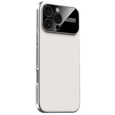 Imagem de LTLMYDAM Capa de couro vegano para iPhone 17 Pro Max/17 Pro/Air/17, capa fina de proteção de câmera de precisão textura lichia à prova de impressões digitais, branca, 17 Pro Max
