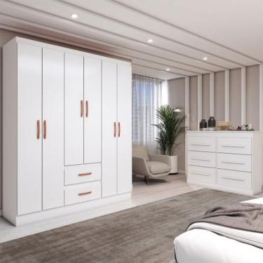 Imagem de Guarda-Roupa Solteiro Europa 6 Portas 2 Gavetas com Cômoda 6 Gavetas B