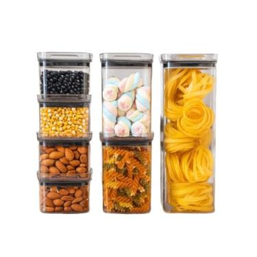 Imagem de Monte seu Kit Pote Hermético para Mantimentos de Cozinha Dispensa Armário Acrílico Cristal Livre BPA(KIT 7-7 POTES)