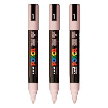 Imagem de posca Marcadores de tinta à base de água PC-5M, ponta média reversível (1,8-2,5 mm), rosa acetinado, 3 unidades