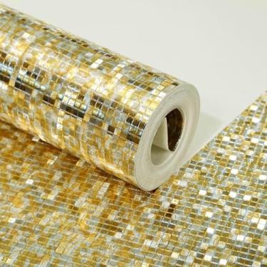 Imagem de ESSMOKO Papel de parede de alta imitação de textura metálica folha de ouro PVC material impermeável não autoadesivo papel de parede bar dança hotel adesivos ouro claro
