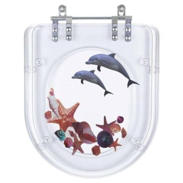 Imagem de Assento Sanitário Poliester Vesuvio Decorado Golfinho E Conchas Para Vaso Icasa