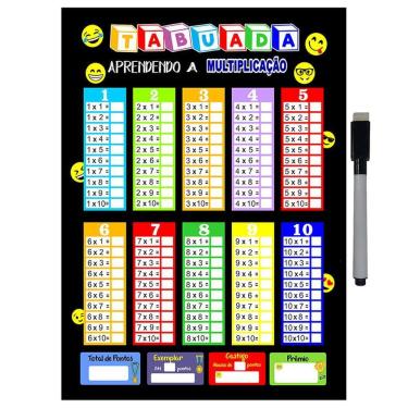 Imagem de Quadro Tabuada De Metal Multiplicação 26X20Cm + Caneta