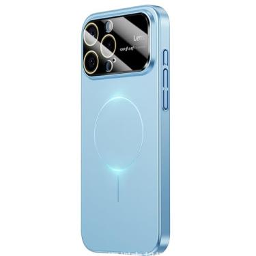 Imagem de LTLMYDAM Capa magnética para iPhone 17 Pro Max/17 Pro/Air/17, proteção de película de lente fina fosca PC capa de proteção contra choque, azul, 17