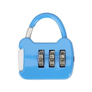 Imagem de Cadeado com Senha 3 Dígitos Retangular– Proteção Armários Malas Maletas – Antifurto Compacto Seguro Durável (Azul)