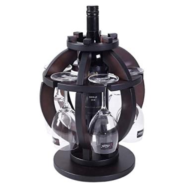 Imagem de Rack de vinho de bancada, suporte de garrafa de madeira de mesa, perfeito para decoração de casa rack de armazenamento de cozinha, bar, adega, armário com suporte de copo