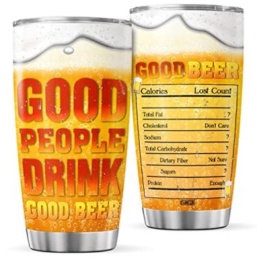 Imagem de CUBICER Copo de cerveja copos de café com tampa canecas de 590 ml caneca de aço inoxidável de parede dupla copos de viagem engraçados presentes para padrasto pai homens amantes na inauguração do dia dos pais aniversário