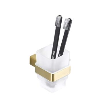 Imagem de Conjunto de acessórios de banheiro dourado escovado de aço inoxidável 304 suporte de papel higiênico suporte de escova de vaso sanitário prateleira de armazenamento barra de toalha, suporte de papel