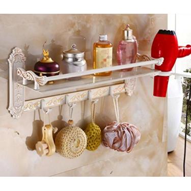 Imagem de Suporte para secador de cabelo, toalheiro europeu esculpido prateleiras de banheiro espaço barras de toalha de alumínio A 60 cm (A 40 cm)