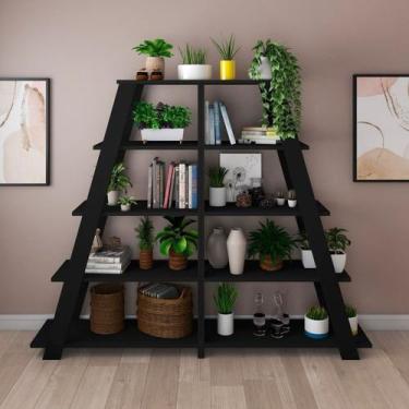 Imagem de Kit 2 Estantes Escada Multiuso para Livros 5 Prateleiras 134cmx164cm -