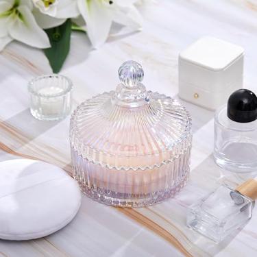 Imagem de Tioncy 3 Pçs Extra Grande Puff de Pó Corporal e Recipiente de 14 cm de Cristal Puff em Pó com 14 cm de Veludo Puff Corpo Puff Caixa de Vidro para Mulheres Ferramenta de Maquiagem (Deslumbrante)