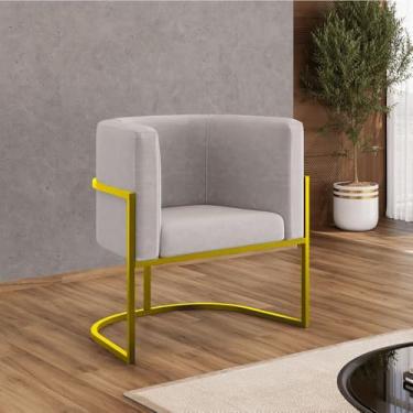 Imagem de Poltrona Cadeira Decorativa Lua Recepção Base de Ferro Gold Cor:bege