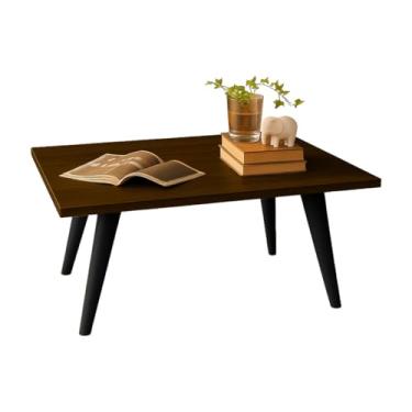 Imagem de Mesa de Centro Retangular PVC 50x30cm - Pés Palito, Design Moderno e Leve para Sala e Eventos (Malbec/Preto)