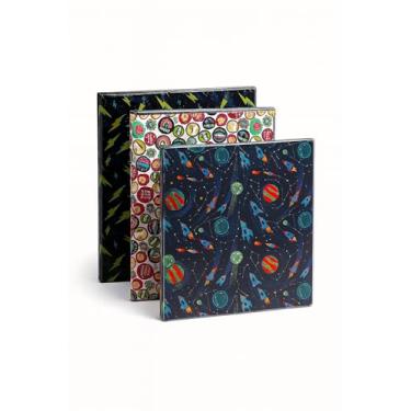 Imagem de Pacote com 3 fichários escolares coloridos – designs divertidos e duráveis para todos - 3 peças