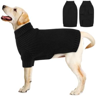 Imagem de Queenmore Suéter de cachorro GG, suéteres para cães grandes, suéter de Natal para cães, pulôver de gola rolê de malha grossa, extremamente macio e quente, roupas de inverno para meninas, meninos e