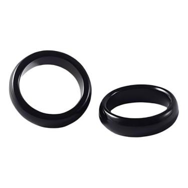 Imagem de Kit 2 Anel De Coco Tucum Unissex Preto Brilhante - Lótus Bijuterias