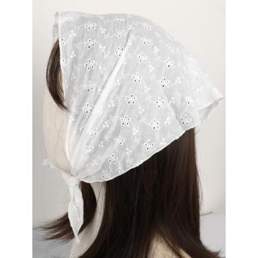 Imagem de Bandanas de cabelo para mulheres, lenço de cabeça moderno, cachecol de cabelo fofo, bandanas brancas ajustáveis