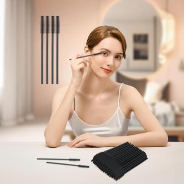 Imagem de 50 pincéis de cílios descartáveis, varinha de rímel de silicone, kits de maquiagem de carretéis de silicone macio para cuidados pessoais, extensões de sobrancelha e cílios (preto)