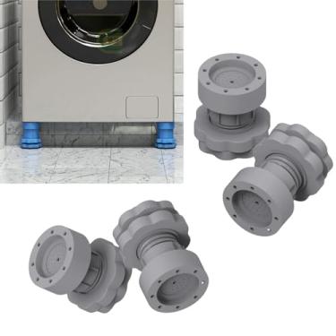 Imagem de 4 peças de almofadas antivibração para suporte de máquina de lavar, secadora antiderrapante, almofadas de cancelamento de choque e ruído, almofadas ajustáveis para pés para máquina de lavar roupa