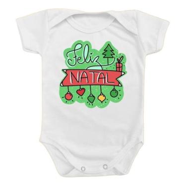 Imagem de Body Para Bebê Feliz Natal Presente Menino Menina Papai Noel - Borizin
