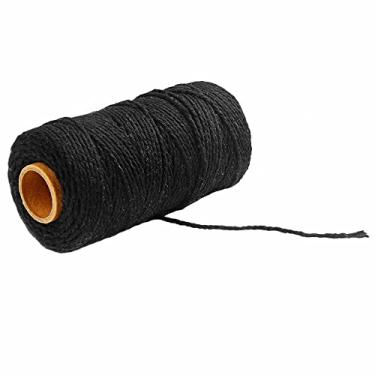 Imagem de Cordão torcido 100 m de comprimento/100 jardas fio de linho multicolorido artesanal macramê artesanato têxteis domésticos (preto)