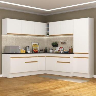 Imagem de Cozinha Completa De Canto Mp2102 Com Armário E Balcão Branca - MULTIMO