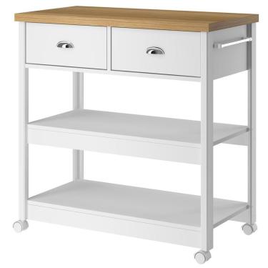 Imagem de Aparador Carrinho Café 2 Gavetas 85 Cm Ba135 Branco Dtall