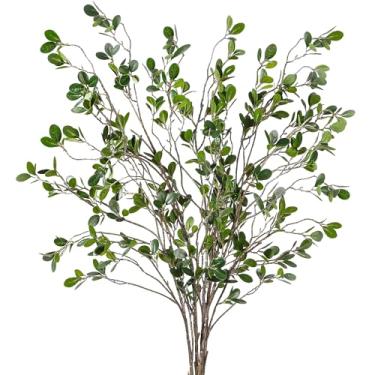 Imagem de Sggvecsy Ramos de ficus artificiais de 109 cm, 5 peças, spray de folhas falsas, ramos de eucalipto verdes, galhos de ficus, plantas falsas para casa, escritório, casamento, vaso, loja, decoração