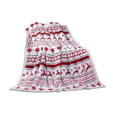 Imagem de Ioensy Cobertor de Natal Cobertor de flanela de lã para assistir TV Cobertor de férias de inverno elegante com estampa de rena, 152cm X 127cm