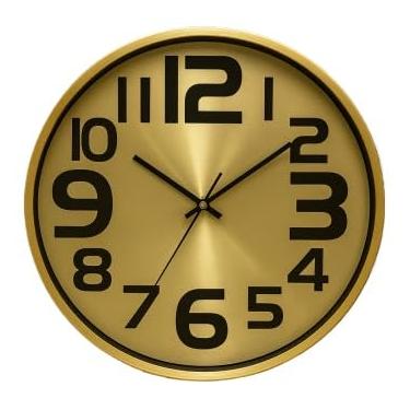 Imagem de Relogio de Parede, Moderno Clássico Minimalista, Escritório Relógio de Parede Silencioso Pilha, 24cm, 30cm Ou 40cm(Números Grandes 30cm Ouro)