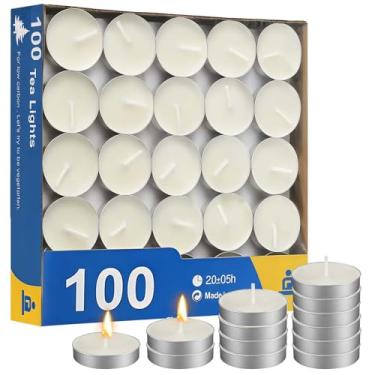 Imagem de WIKIMO Pacote com 100 mini velas votivas sem cheiro para decoração de casa, piscina, shabat, casamento, emergências, Natal, Halloween, festas