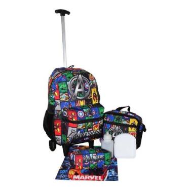 Imagem de Kit Mochila Vingadores Infantil Juvenil Carrinho Escolar - Outras Marc