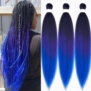 Imagem de Braiding Hair Ai Yuchen, ombre pré-esticado, preto, roxo, azul