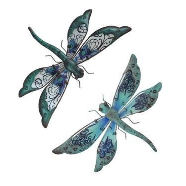 Imagem de Arte de parede ao ar livre LIFFY Glass Metal Dragonfly Wall Decor