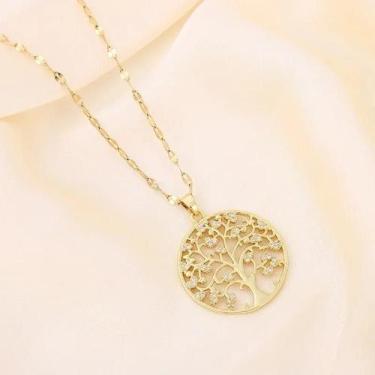 Imagem de Colar De Árvore Redonda Com Diamantes Completos Para Mulheres, Acessór