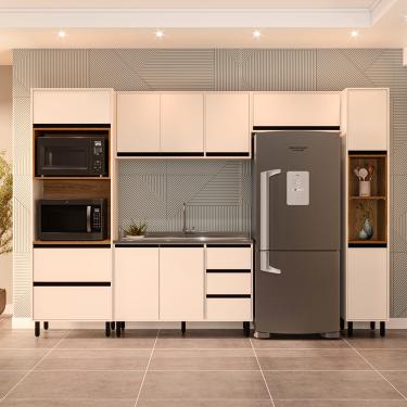 Imagem de Cozinha Modulada 5 Peças sem Pia Koya Politorno - Creme