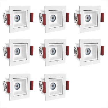 Imagem de 8 Spot Mini Dowlight Led Embutir 3000K Quadrado Branco Bet55