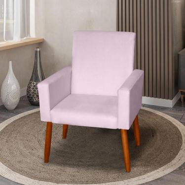 Imagem de Poltrona Decorativa Mel Suede Rosa Claro Sky Mobile