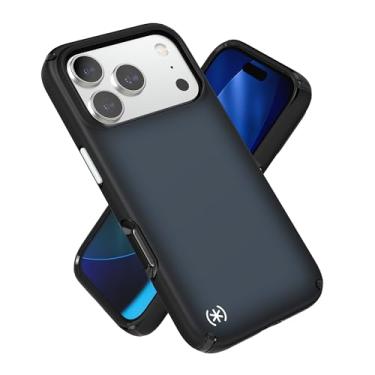 Imagem de Speck Capa Presidio LUX para iPhone 17 Pro, compatível com MagSafe, capa protetora fina, preta desbotada/cinza ardósia/branco