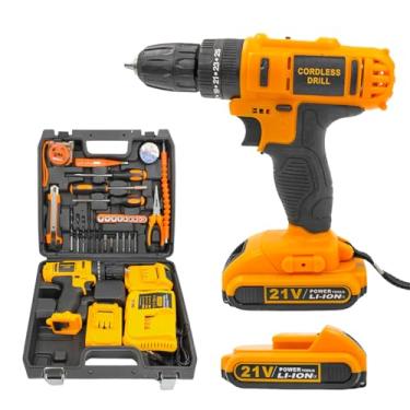 Imagem de Parafusadeira Furadeira 21V 2 Baterias Sem Fio com Maleta Ferramentas e Acessórios Completo