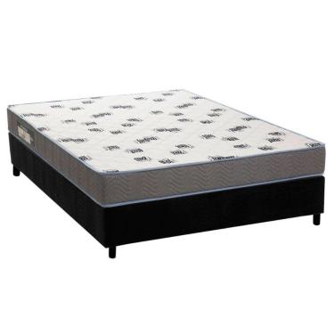 Imagem de Cama Box Casal: Colchão Espuma D33 Ortobom Light Saúde + Base Crc Suede Black(138X188)