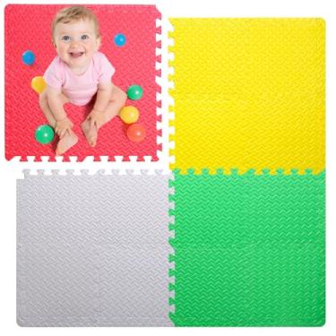 Imagem de Coolcandy Baby Foam Play Mat 16Pcs with Edge Strips, 4 Colors Interlocking Floor Tiles, 0.4″ Thickened Non-Slip Puzzle Floor Mat for Infants Toddlers Playroom & Daycare