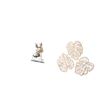 Imagem de Fenteer Escultura de Palhaço em Madeira com Folhas de Palmeira, Arte de Parede Criativa, Estatueta Ornamental para Mesa, Armário, Sala de Jantar, Quarto, Banh