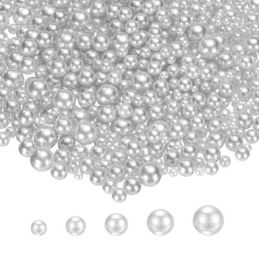 Imagem de PATIKIL 1000 peças de pérolas sem orifícios, mini pérola sintética redonda de 3 mm, 4 mm, 5 mm, 6 mm, 8 mm, para arte, artesanato, joias, preenchimento, vaso de unhas, festa de casamento, aniversário