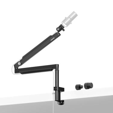 Imagem de ULANZI ZJ05 Braço de Microfone com Design 2-em-1 Perfil Alto-Baixo, Cabeça Esférica e Sapata Fria Totalmente Ajustável, Canais de Cabos e Campanha de Mesa para Estúdio de Podcast/Streaming/Jogos
