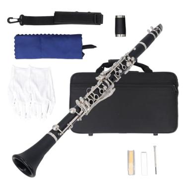Imagem de Clarinete profissional Bb 17 teclas B instrumento de clarinete plano para iniciantes estudantes jogadores avançados feito de plástico de engenharia com pacote completo de acessórios