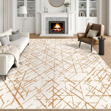 Imagem de BLISSA Tapetes laváveis 12 x 18 cm, tapete macio moderno para sala de estar, antiderrapante, ultrafino, geométrico, laranja, abstrato, para quarto, sala de jantar, embaixo da mesa, quarto de criança