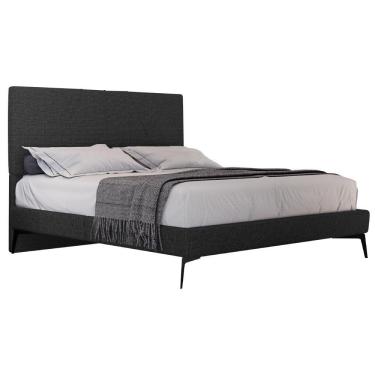 Imagem de Cama Casal King Com Cabeceira 199cm Pés Metálicos Elisa S05 Linho Preto - Mpozenato